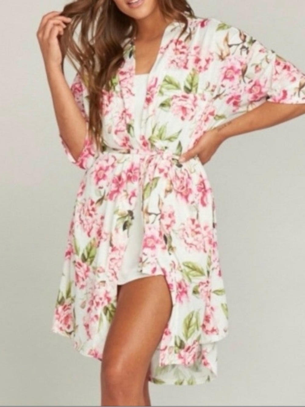 NWOT Show Me Your Mumu Garden Of Blooms Lightweight Floral Brie Robe One Size